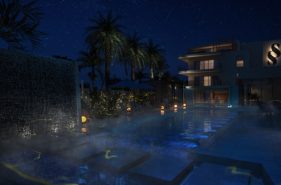 サウナ×光、インフィニティプール×ライトショー。seven x seven 石垣で冬季限定「Lightscape Ishigaki」